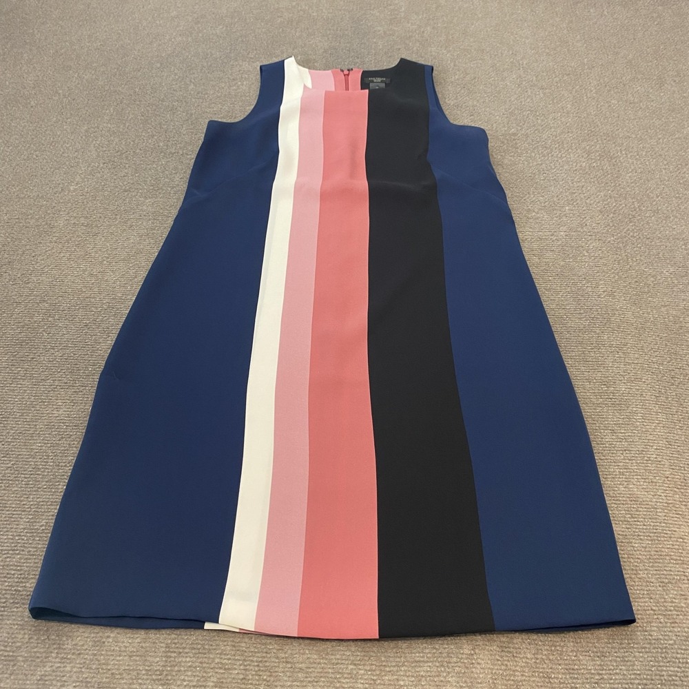 Ann Taylor‎ Factory Dress Womens 0P Blue Multicolor Stripe Sleeveless Shift